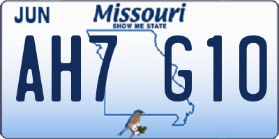 MO license plate AH7G1O