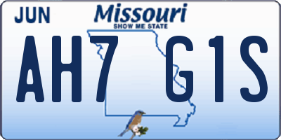 MO license plate AH7G1S