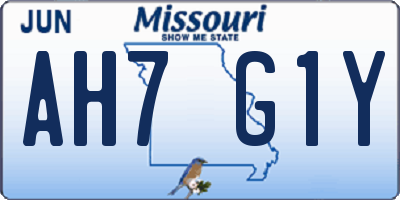 MO license plate AH7G1Y
