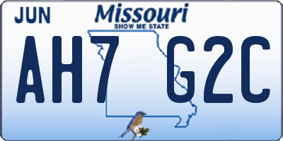 MO license plate AH7G2C