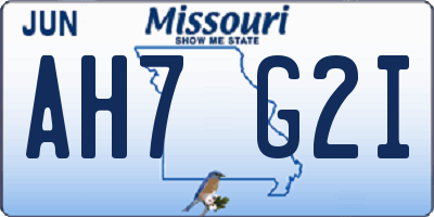 MO license plate AH7G2I