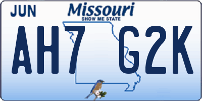 MO license plate AH7G2K