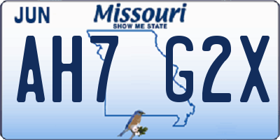 MO license plate AH7G2X