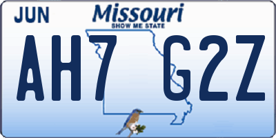 MO license plate AH7G2Z