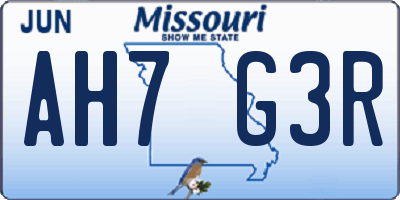 MO license plate AH7G3R