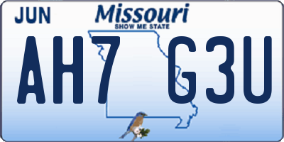 MO license plate AH7G3U