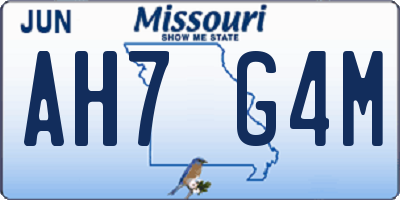 MO license plate AH7G4M