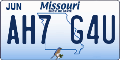 MO license plate AH7G4U
