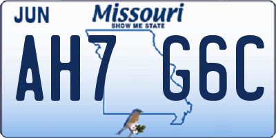 MO license plate AH7G6C