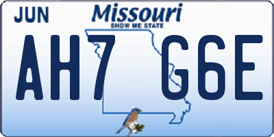 MO license plate AH7G6E