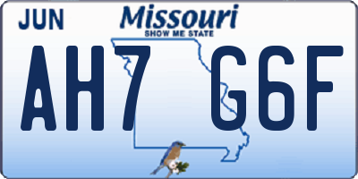 MO license plate AH7G6F