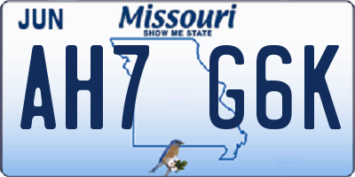 MO license plate AH7G6K