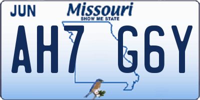 MO license plate AH7G6Y