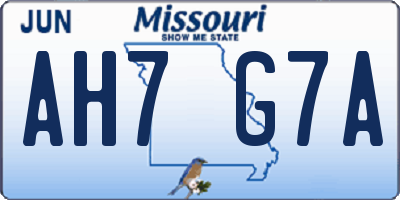MO license plate AH7G7A