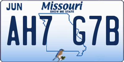 MO license plate AH7G7B