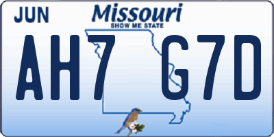 MO license plate AH7G7D