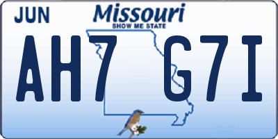 MO license plate AH7G7I