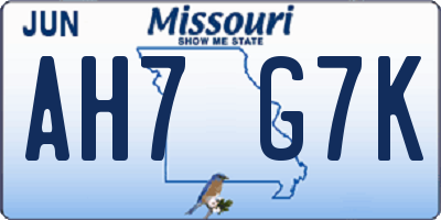 MO license plate AH7G7K