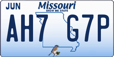 MO license plate AH7G7P