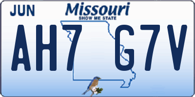 MO license plate AH7G7V