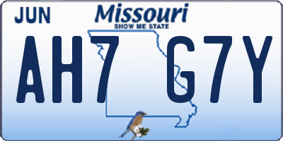 MO license plate AH7G7Y
