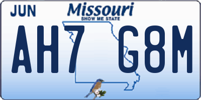 MO license plate AH7G8M