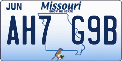 MO license plate AH7G9B