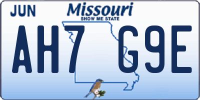 MO license plate AH7G9E