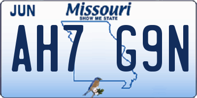 MO license plate AH7G9N