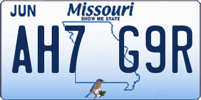 MO license plate AH7G9R