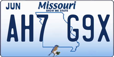 MO license plate AH7G9X