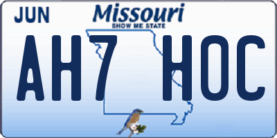 MO license plate AH7H0C