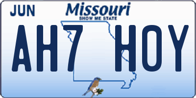 MO license plate AH7H0Y