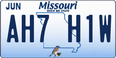 MO license plate AH7H1W