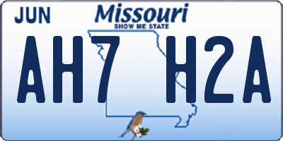 MO license plate AH7H2A