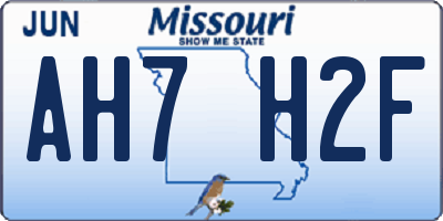 MO license plate AH7H2F