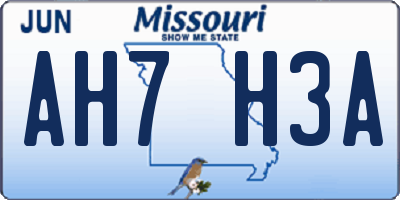 MO license plate AH7H3A