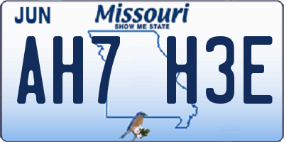 MO license plate AH7H3E
