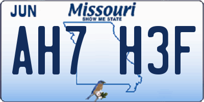 MO license plate AH7H3F