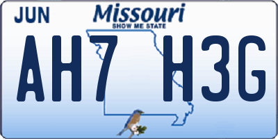MO license plate AH7H3G