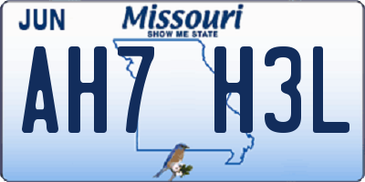 MO license plate AH7H3L