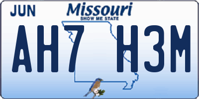 MO license plate AH7H3M