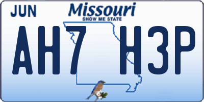 MO license plate AH7H3P