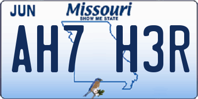 MO license plate AH7H3R