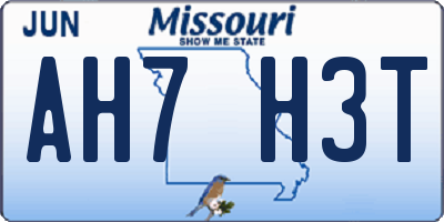 MO license plate AH7H3T
