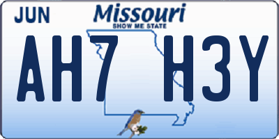 MO license plate AH7H3Y