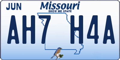 MO license plate AH7H4A