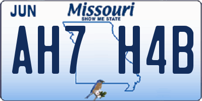 MO license plate AH7H4B