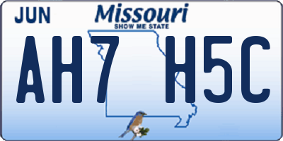 MO license plate AH7H5C