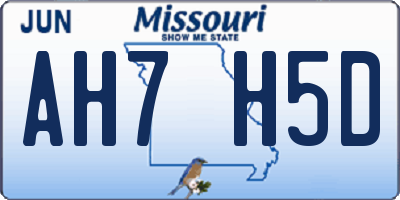 MO license plate AH7H5D